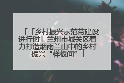 「乡村振兴示范带建设进行时」兰州市城关区着力打造烟雨兰山中的乡村振兴“样板间”