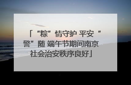 “粽”情守护 平安“警”随 端午节期间南京社会治安秩序良好