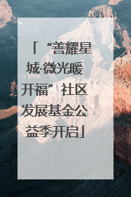 “善耀星城·微光暖开福”社区发展基金公益季开启