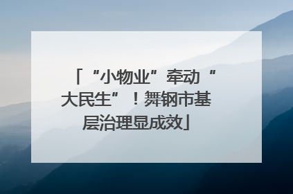 “小物业”牵动“大民生”！舞钢市基层治理显成效