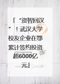 “资智回汉”！武汉大学校友企业在鄂累计签约投资超6000亿元