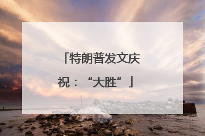 特朗普发文庆祝：“大胜”