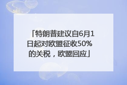 特朗普建议自6月1日起对欧盟征收50%的关税，欧盟回应
