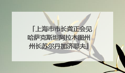 上海市市长龚正会见哈萨克斯坦阿拉木图州州长苏尔丹加济耶夫