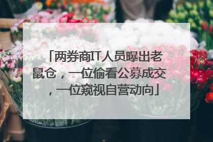 两券商IT人员曝出老鼠仓，一位偷看公募成交，一位窥视自营动向