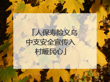 人保寿险义乌中支安全宣传入村暖民心