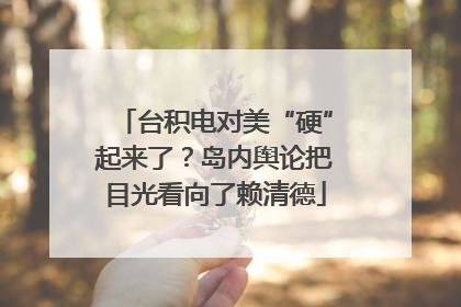 台积电对美“硬”起来了？岛内舆论把目光看向了赖清德