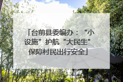 台前县委编办：“小设施”护航“大民生” 保障村民出行安全