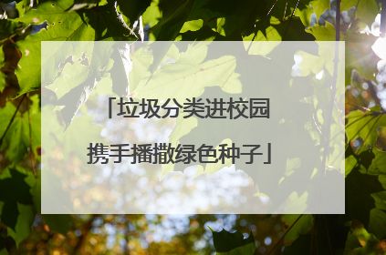 垃圾分类进校园 携手播撒绿色种子