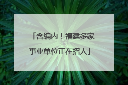 含编内！福建多家事业单位正在招人