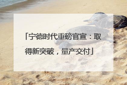 宁德时代重磅官宣：取得新突破，量产交付