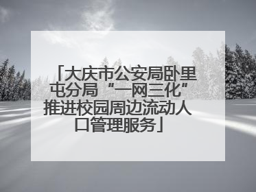 大庆市公安局卧里屯分局“一网三化”推进校园周边流动人口管理服务