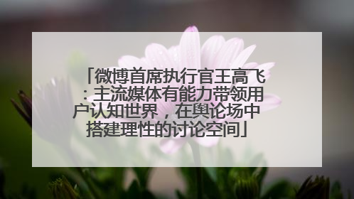 微博首席执行官王高飞：主流媒体有能力带领用户认知世界，在舆论场中搭建理性的讨论空间