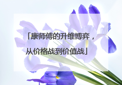 康师傅的升维博弈，从价格战到价值战