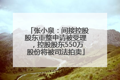张小泉：间接控股股东重整申请被受理，控股股东550万股份将被司法拍卖