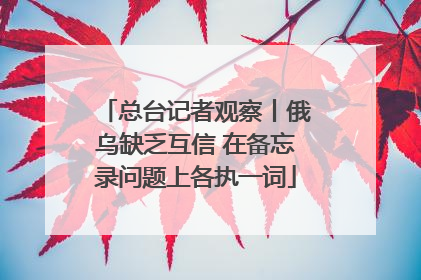 总台记者观察丨俄乌缺乏互信 在备忘录问题上各执一词
