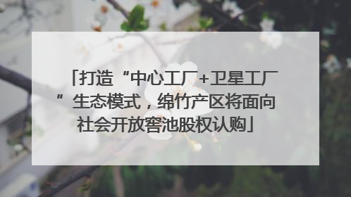 打造“中心工厂+卫星工厂”生态模式，绵竹产区将面向社会开放窖池股权认购