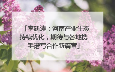 李建涛：河南产业生态持续优化，期待与各地携手谱写合作新篇章