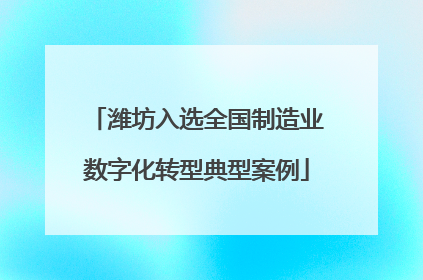 潍坊入选全国制造业数字化转型典型案例
