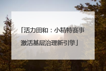 活力田和：小精特赛事激活基层治理新引擎