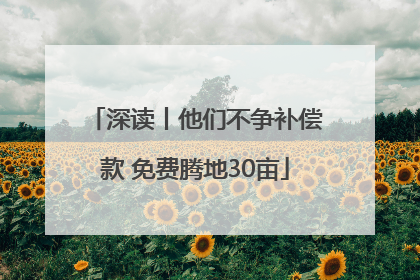 深读丨他们不争补偿款 免费腾地30亩