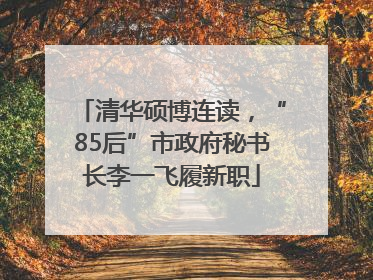 清华硕博连读，“85后”市政府秘书长李一飞履新职