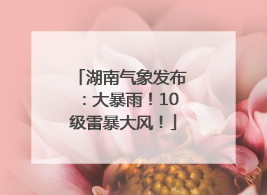 湖南气象发布：大暴雨！10级雷暴大风！
