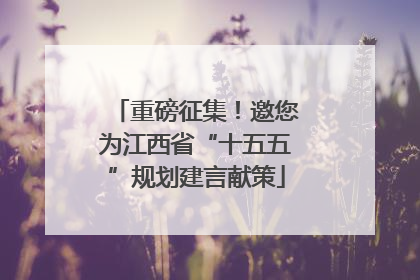 重磅征集！邀您为江西省“十五五”规划建言献策