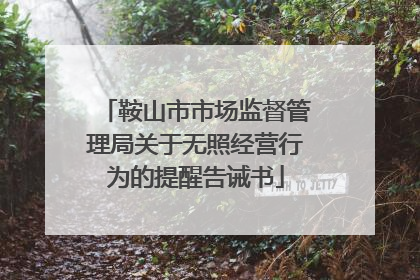 鞍山市市场监督管理局关于无照经营行为的提醒告诫书