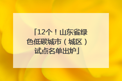 12个！山东省绿色低碳城市（城区）试点名单出炉