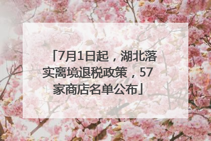 7月1日起，湖北落实离境退税政策，57家商店名单公布