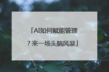 AI如何赋能管理？来一场头脑风暴