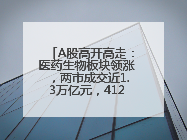 A股高开高走：医药生物板块领涨，两市成交近1.3万亿元，4120股收涨